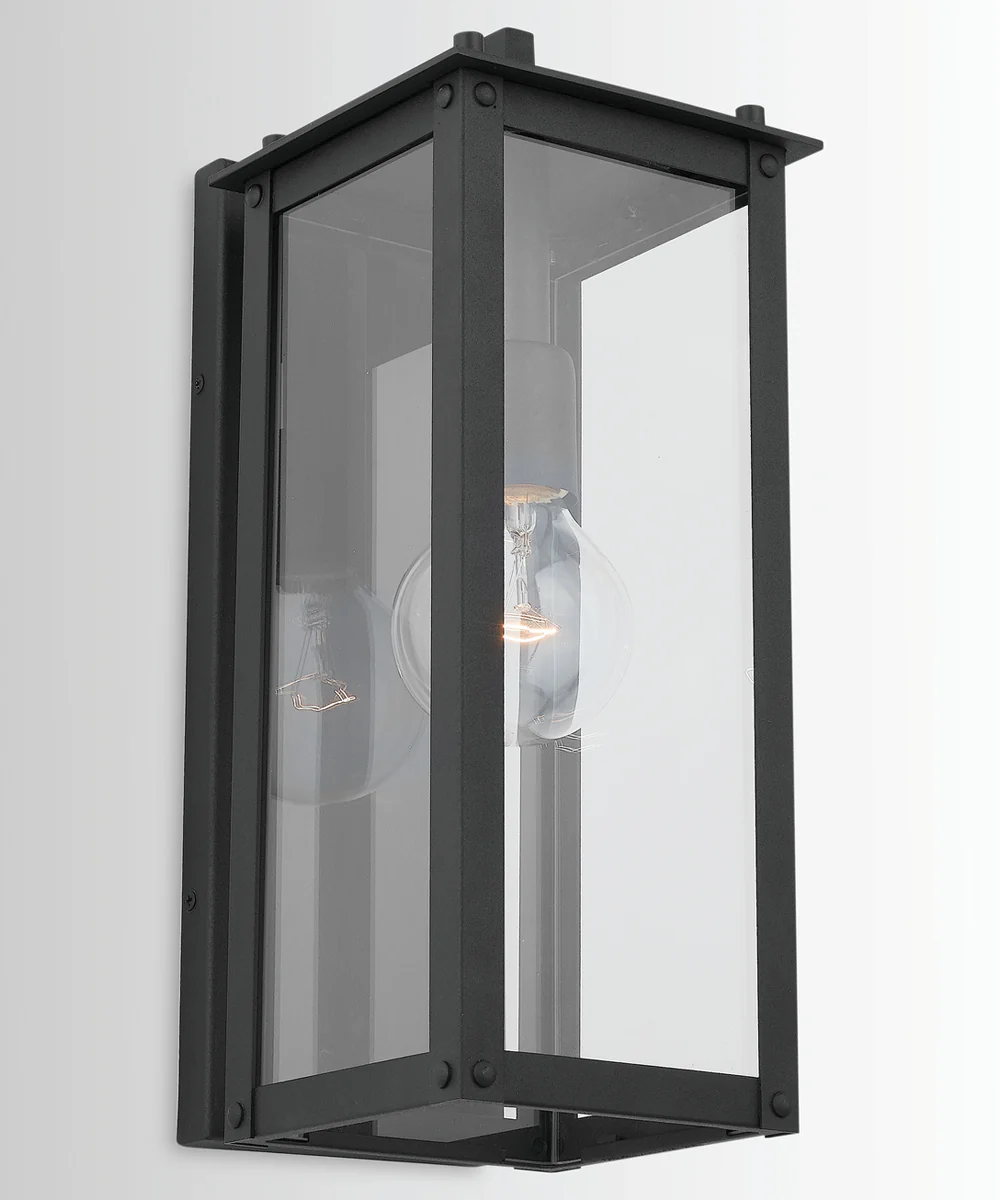 Hunt 1-Light Outdoor Wall Mount Rain or Shine - Black with Clear Glass - Image 2