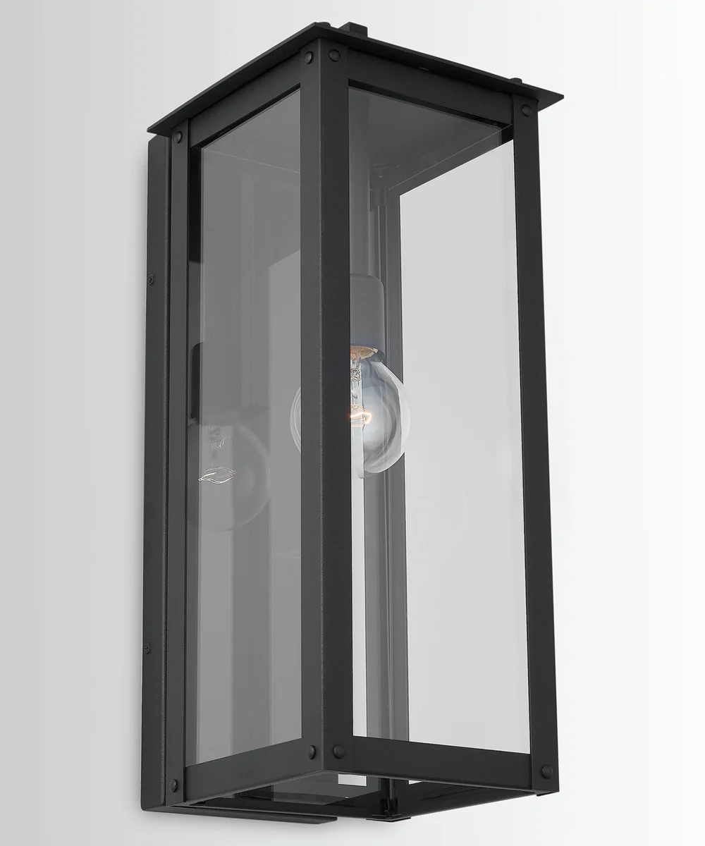 Hunt 1-Light Outdoor Wall Mount Rain or Shine - Black with Clear Glass - Image 2