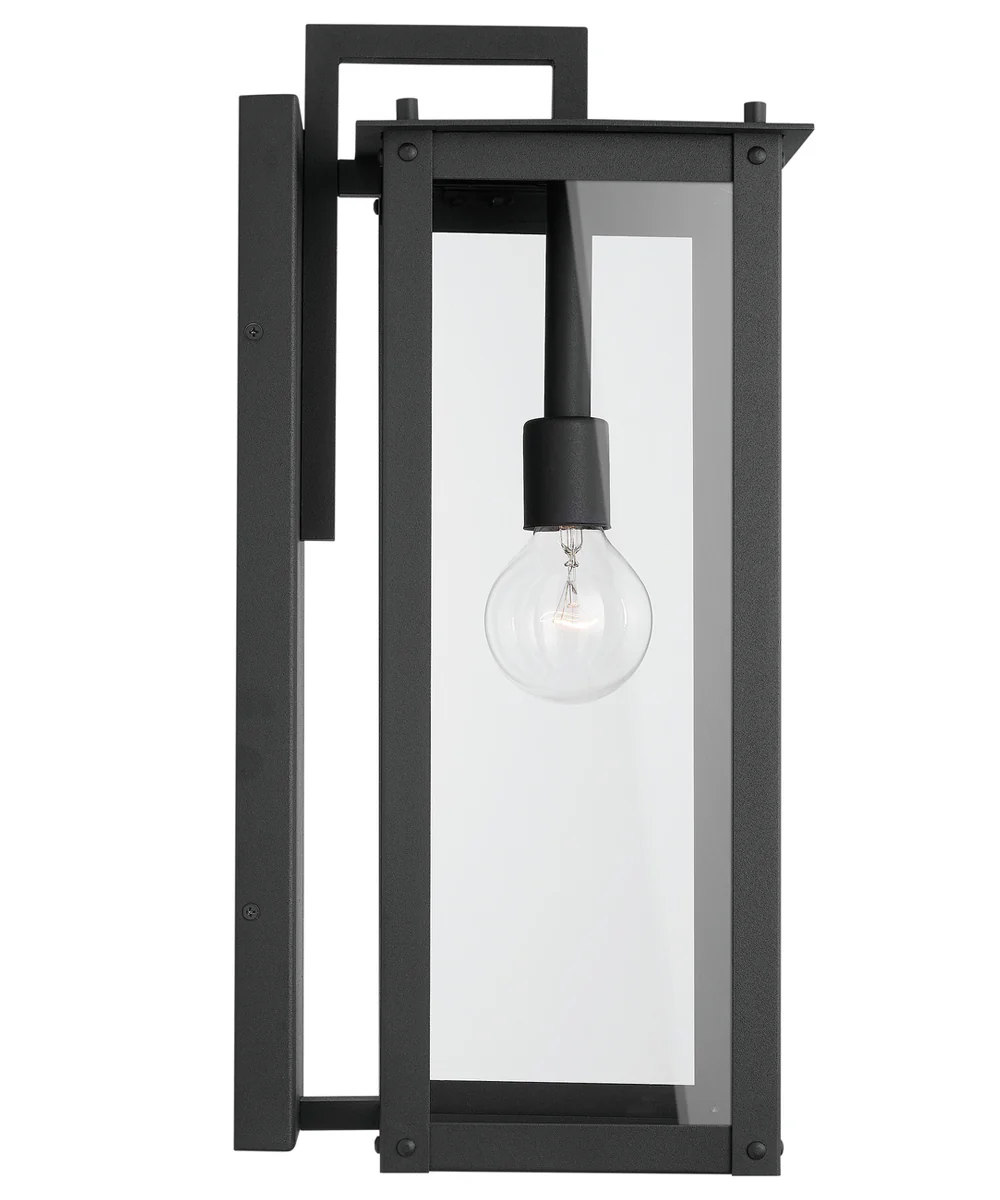 Hunt 1-Light Outdoor Wall Mount Rain or Shine - Black with Clear Glass - Image 5