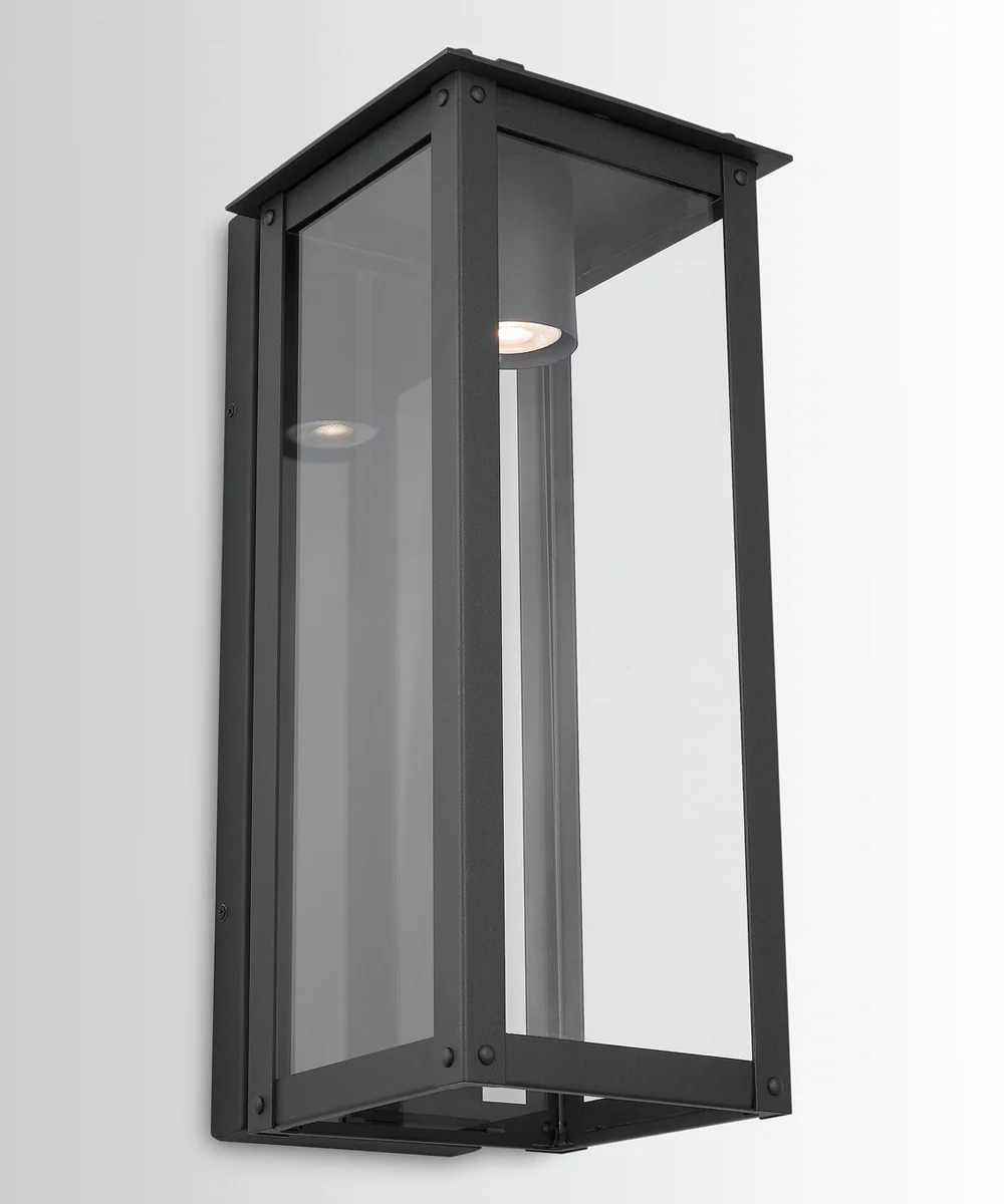 Hunt 1-Light Outdoor Wall Mount Rain or Shine - Black with Clear Glass - Image 2