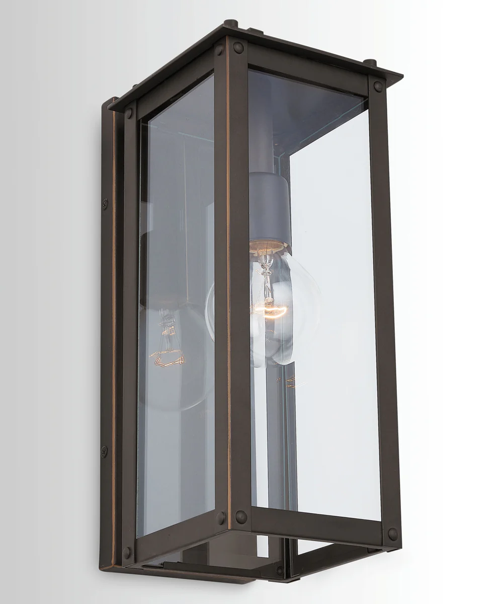 Hunt 1-Light Outdoor Wall Mount Rain or Shine - Oiled Bronze with Clear Glass - Image 2