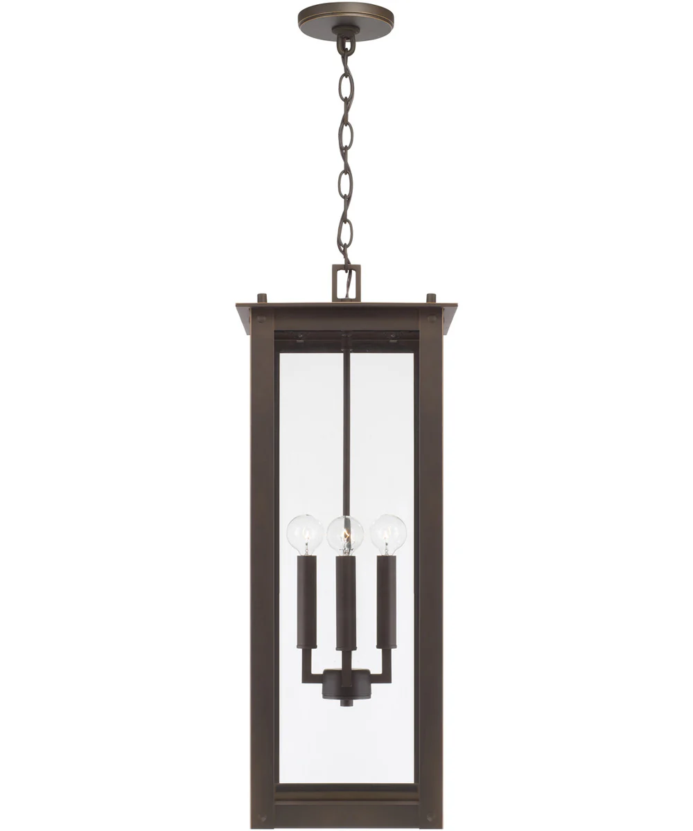 Hunt 4-Light Outdoor Hanging-Lantern Oiled Bronze - Image 3
