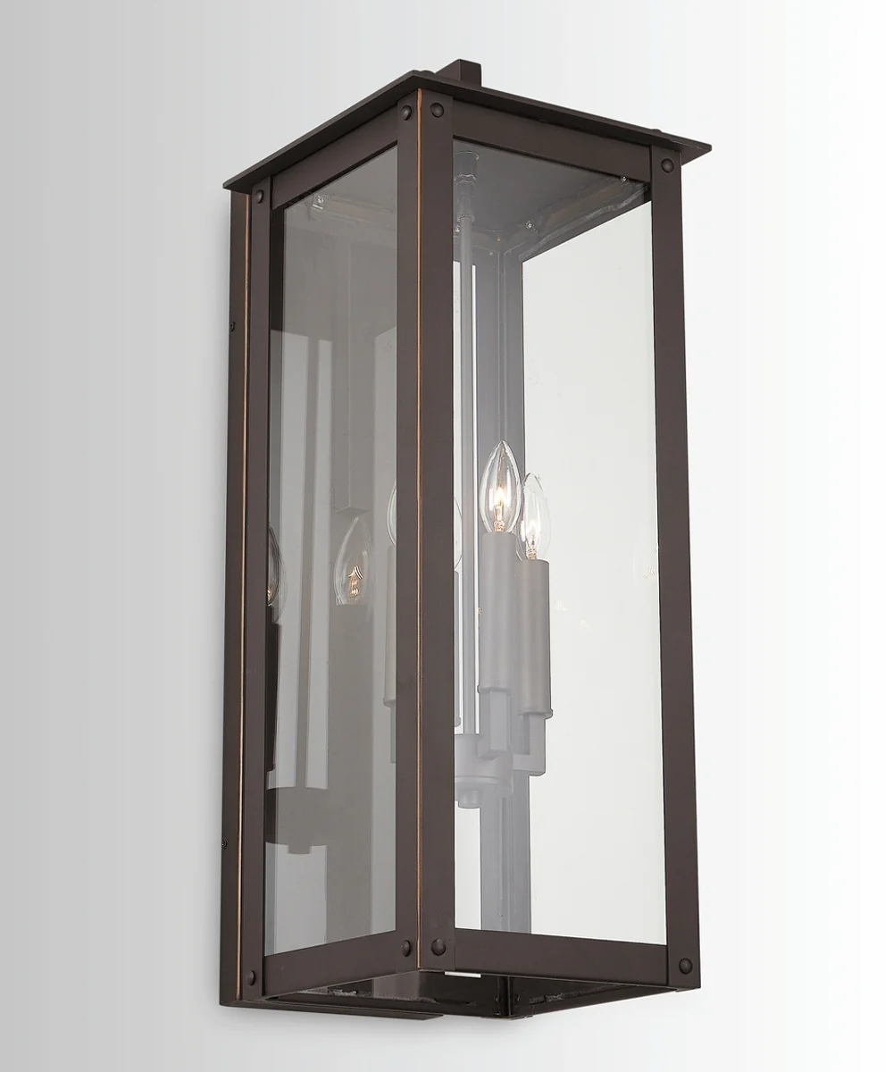 Hunt 4-Light Outdoor Wall Mount Rain or Shine - Oiled Bronze with Clear Glass - Image 2