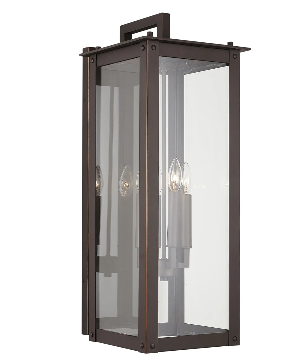 Hunt 4-Light Outdoor Wall Mount Rain or Shine - Oiled Bronze with Clear Glass - Image 4