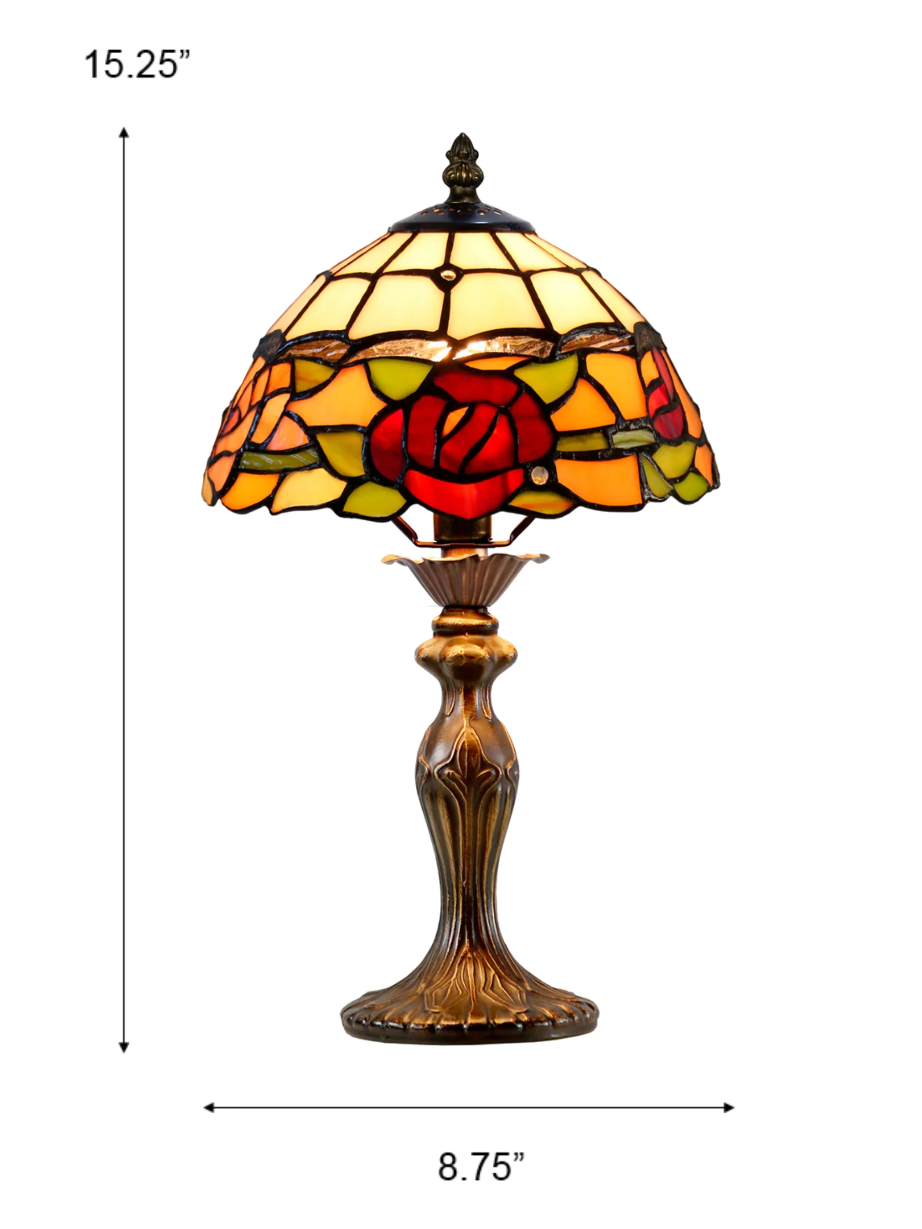 Innsdale Rose 15.25 Inch  Tall Handmade Tiffany Accent Lamp - Image 2