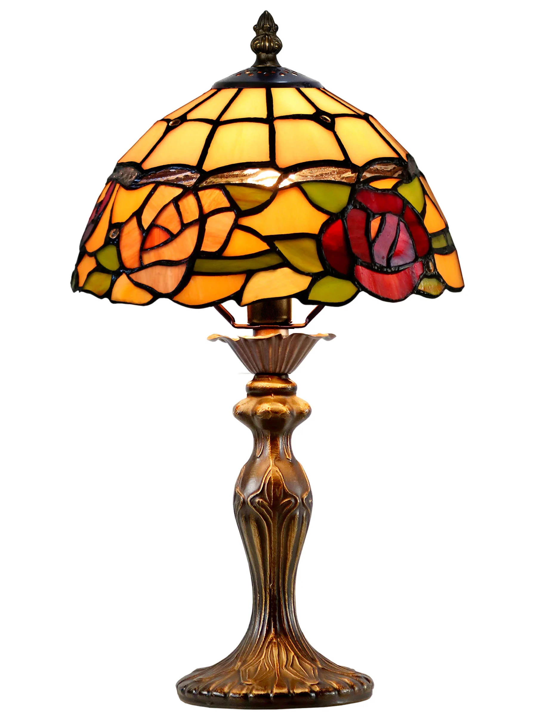 Innsdale Rose 15.25 Inch  Tall Handmade Tiffany Accent Lamp - Image 3
