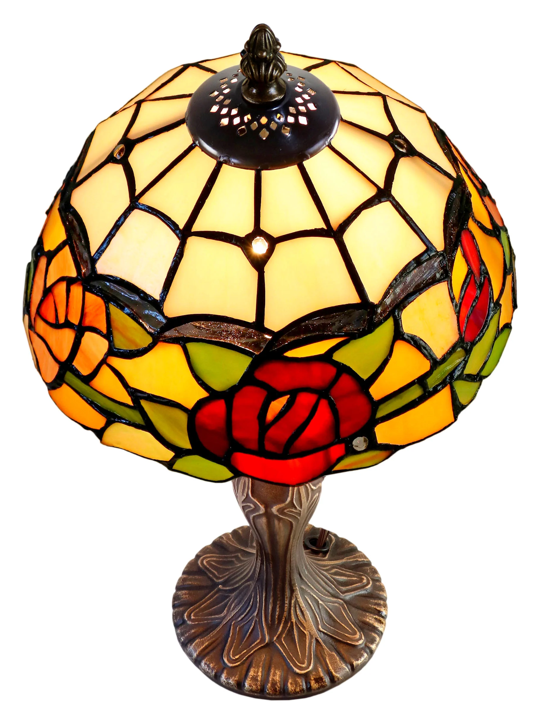 Innsdale Rose 15.25 Inch  Tall Handmade Tiffany Accent Lamp - Image 4
