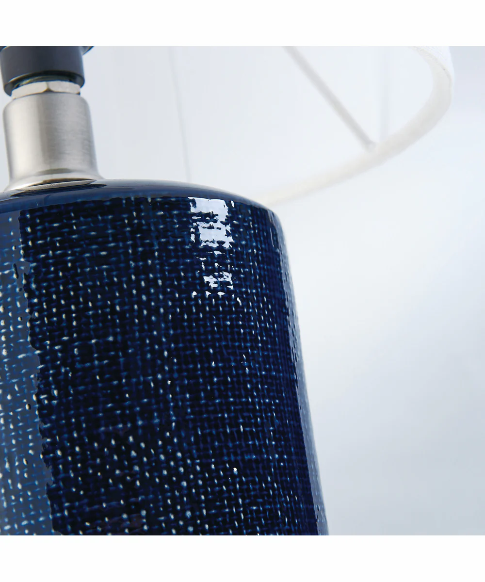 Jackie 2-Light 2 Pack-Table Lamp Navy Blu Ceramichrome/ White Linen - Image 3