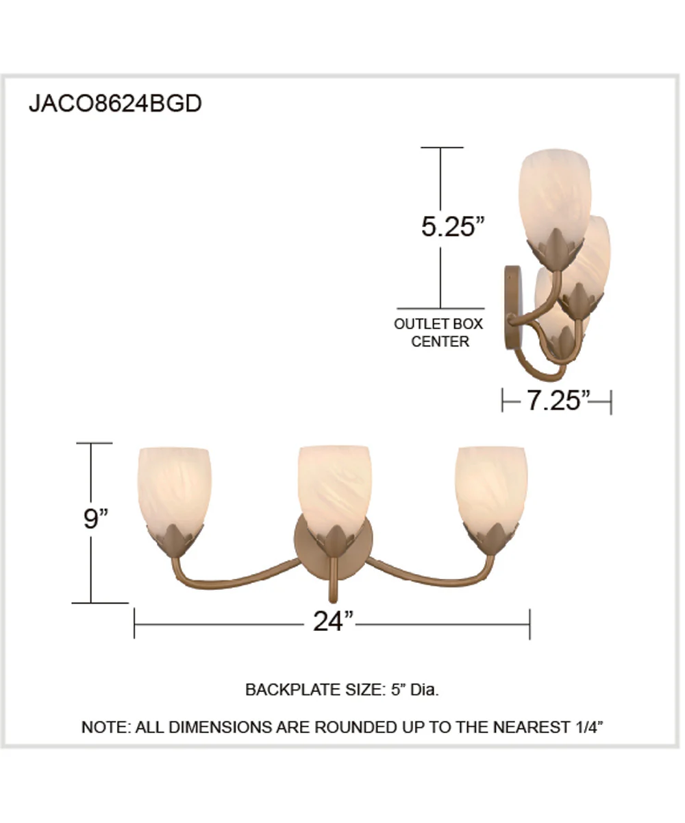 Jacobs 3-light Bath Light Bronze Gold - Image 4