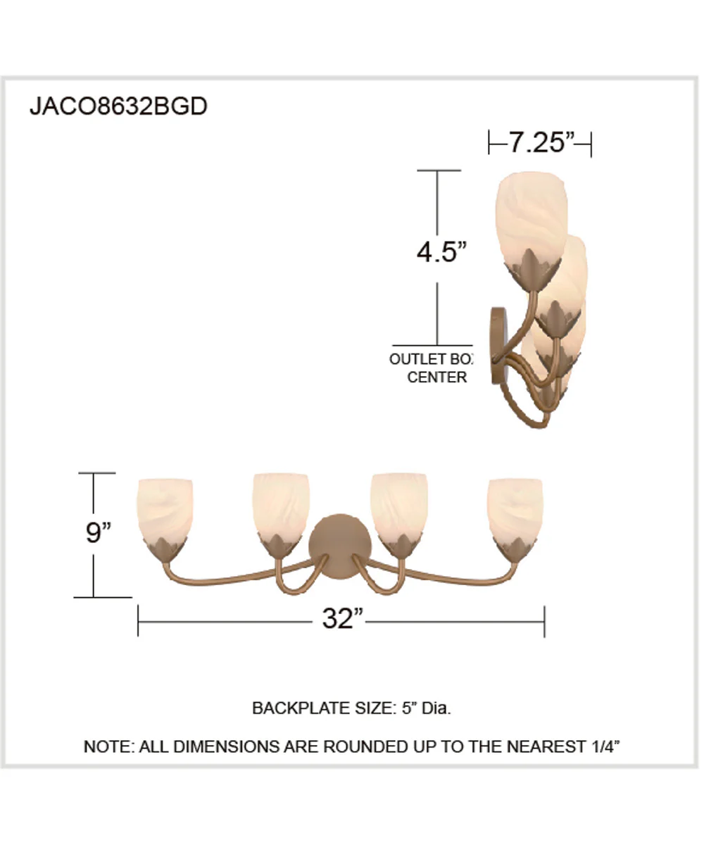 Jacobs 4-light Bath Light Bronze Gold - Image 4