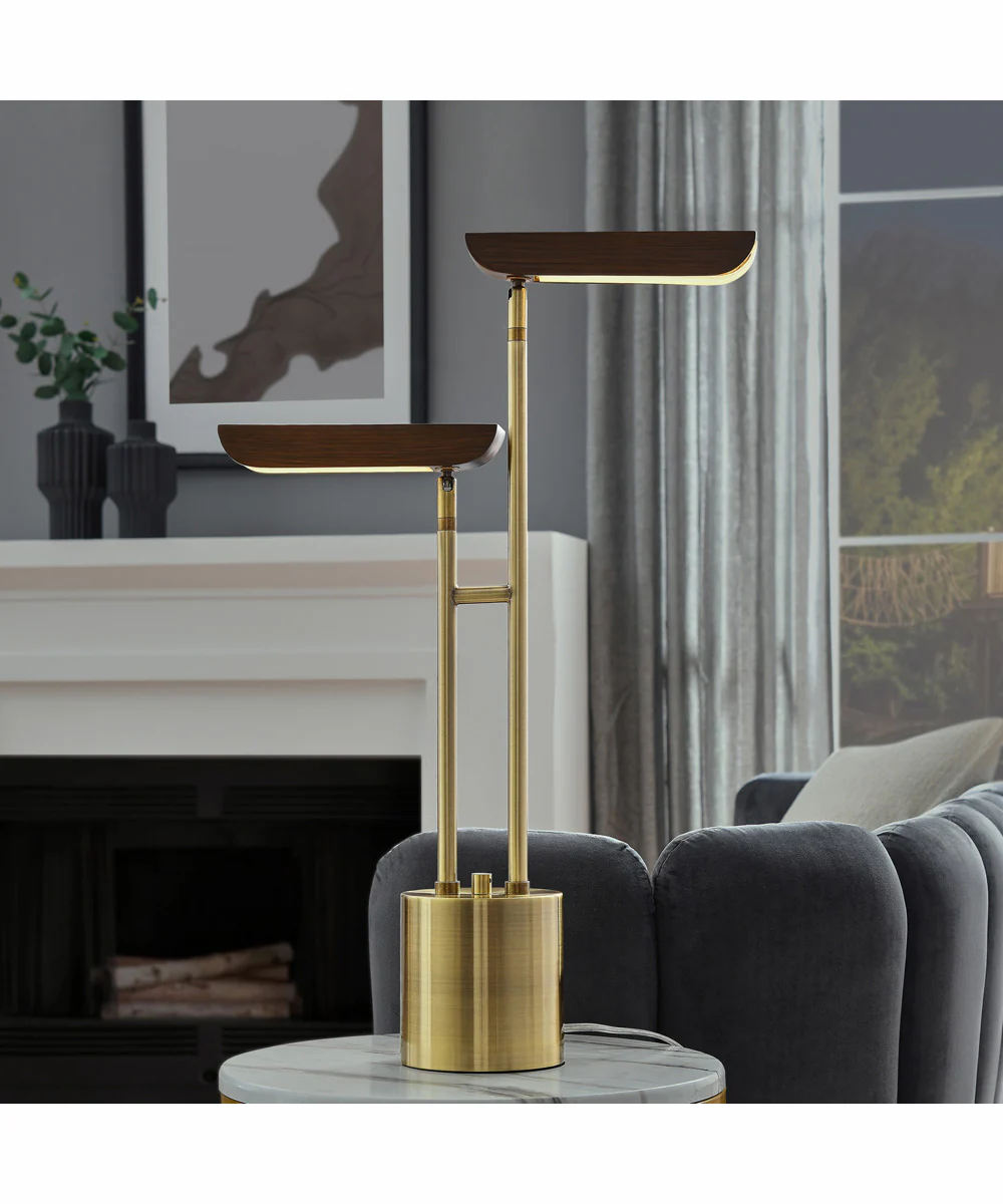 Jameson 1-Light Led 2-Light Table Lamp Walnut/Ab - Image 3
