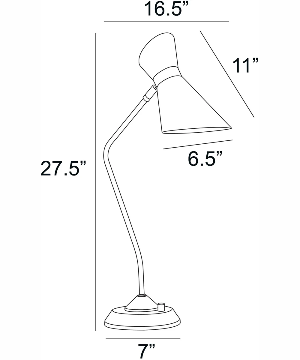 Jared 1-Light Desk/Table Lamp Ab Finished/White/Metal Shade - Image 4