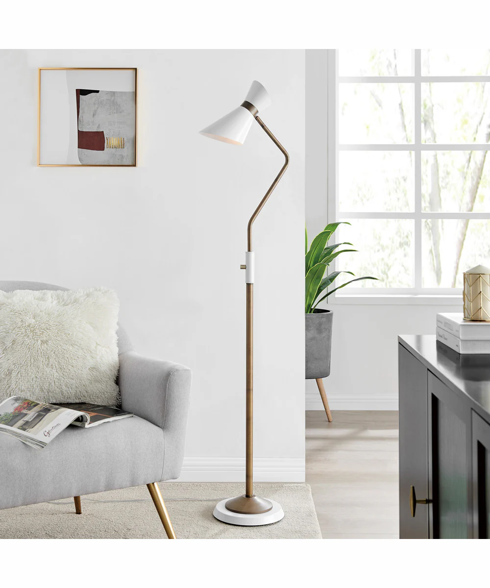 Jared 1-Light Floor Lamp Ab Finished/White/Metal Shade - Image 3