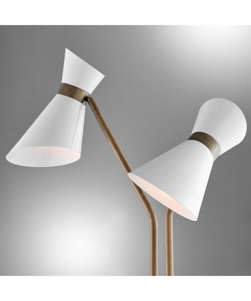 Jared 2-Light 2-Light Floor Lamp Ab Finished/White/Metal Shade - Image 2