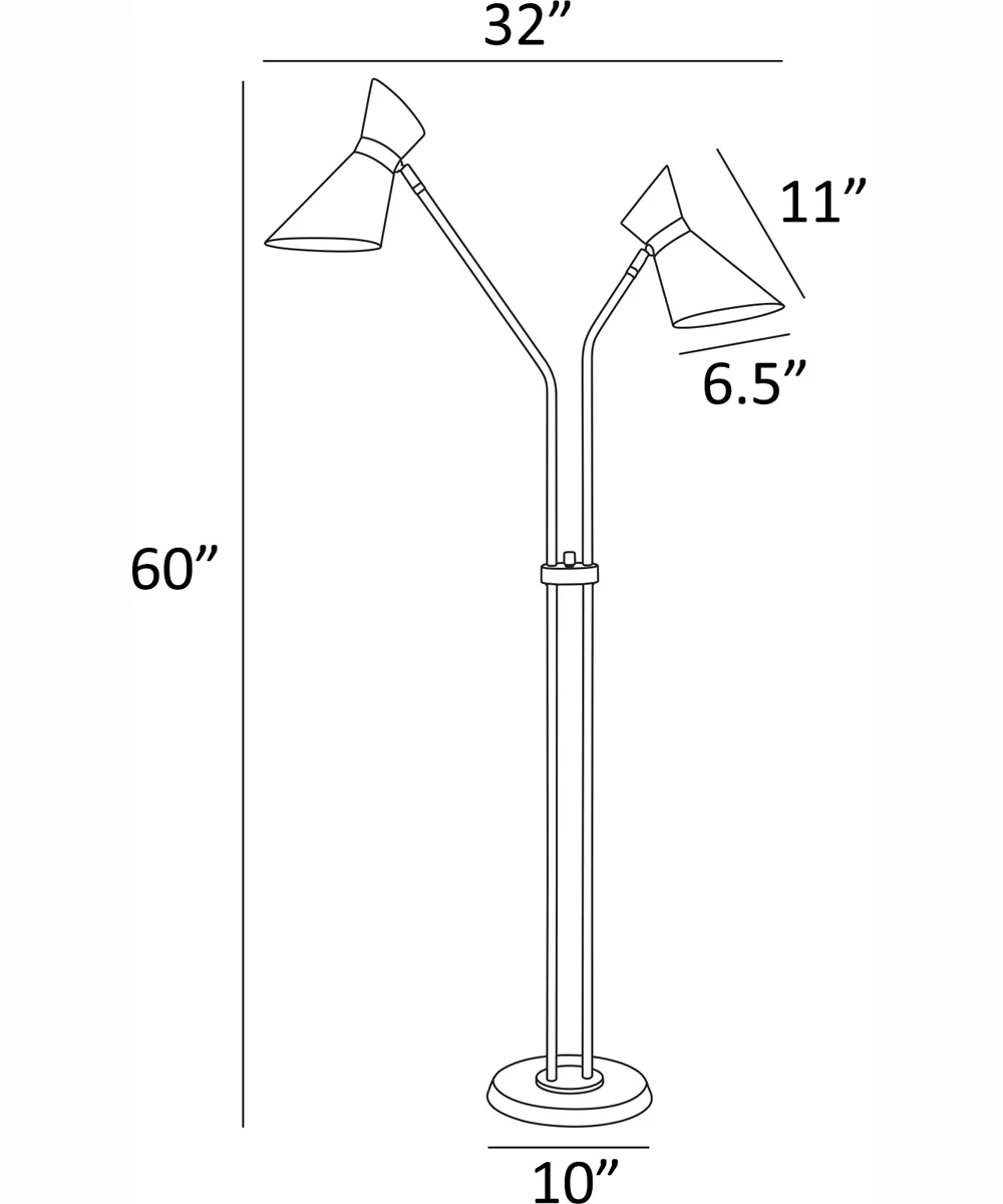 Jared 2-Light 2-Light Floor Lamp Ab Finished/White/Metal Shade - Image 4