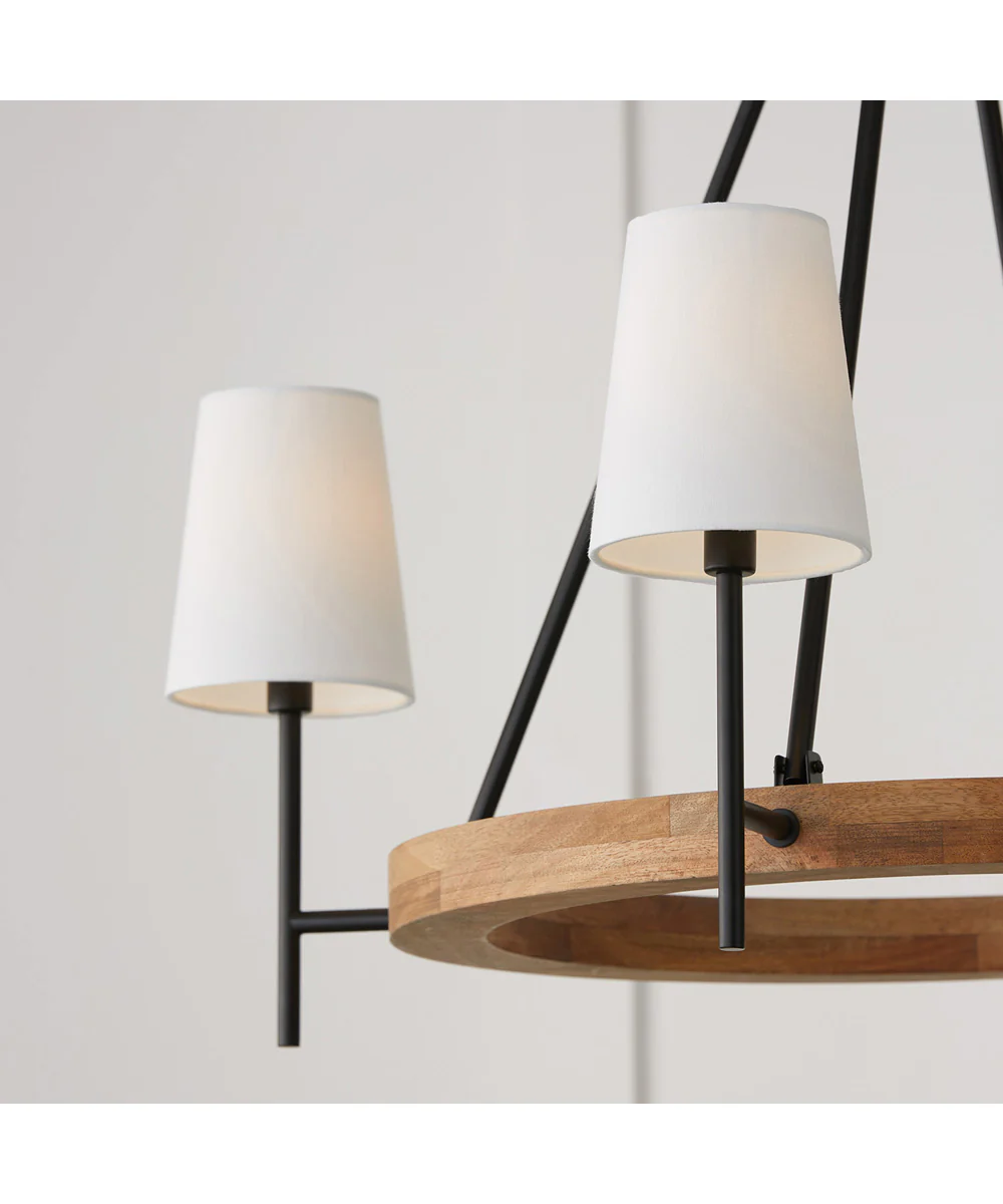 Jonah 4-Light Chandelier Light Wood and Matte Black - Image 3