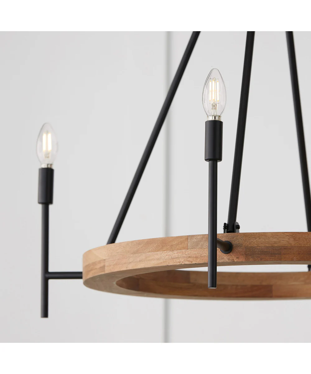 Jonah 4-Light Chandelier Light Wood and Matte Black - Image 4
