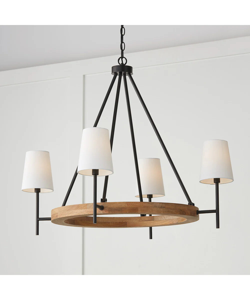 Jonah 4-Light Chandelier Light Wood and Matte Black - Image 5