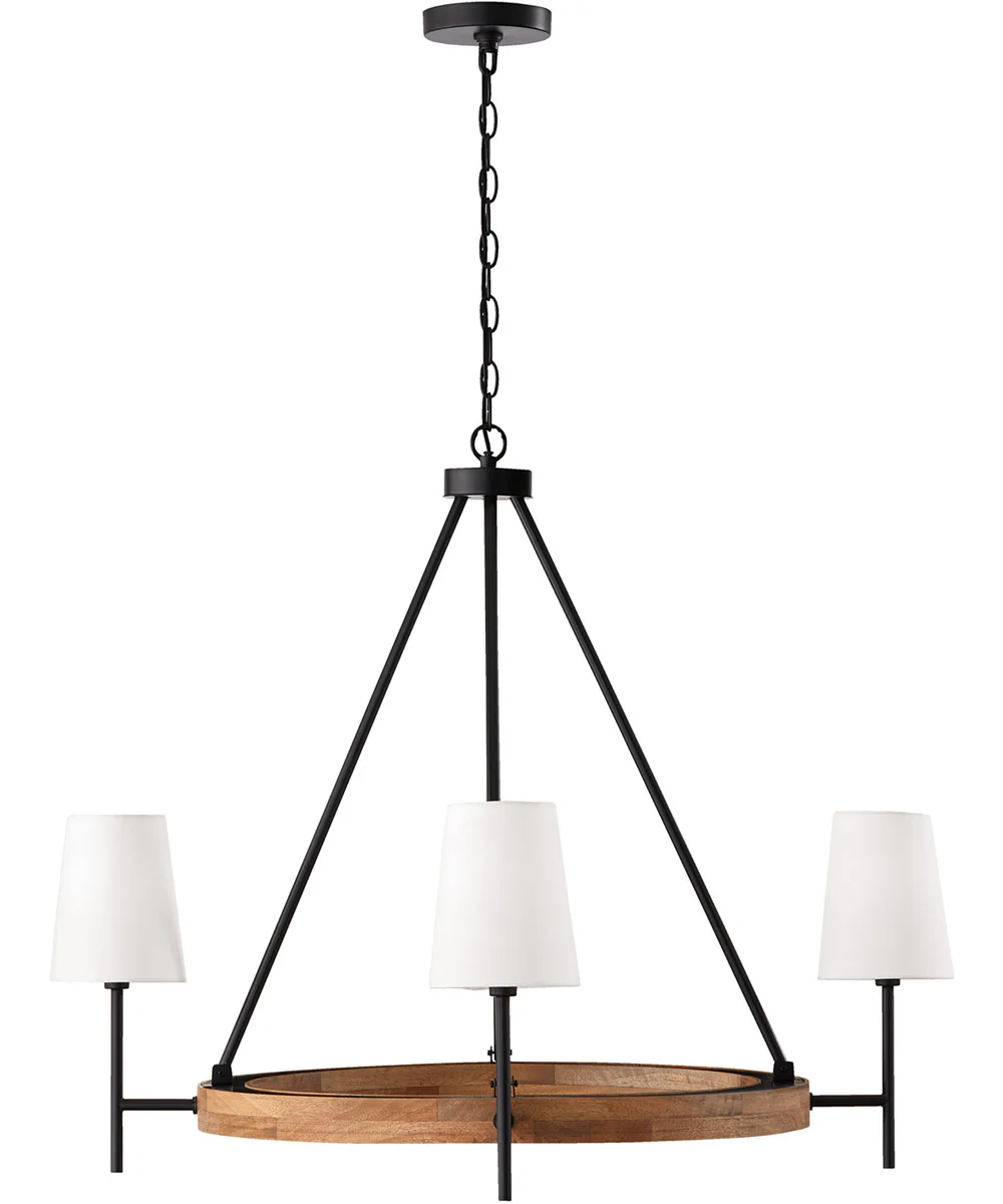 Jonah 4-Light Chandelier Light Wood and Matte Black - Image 6