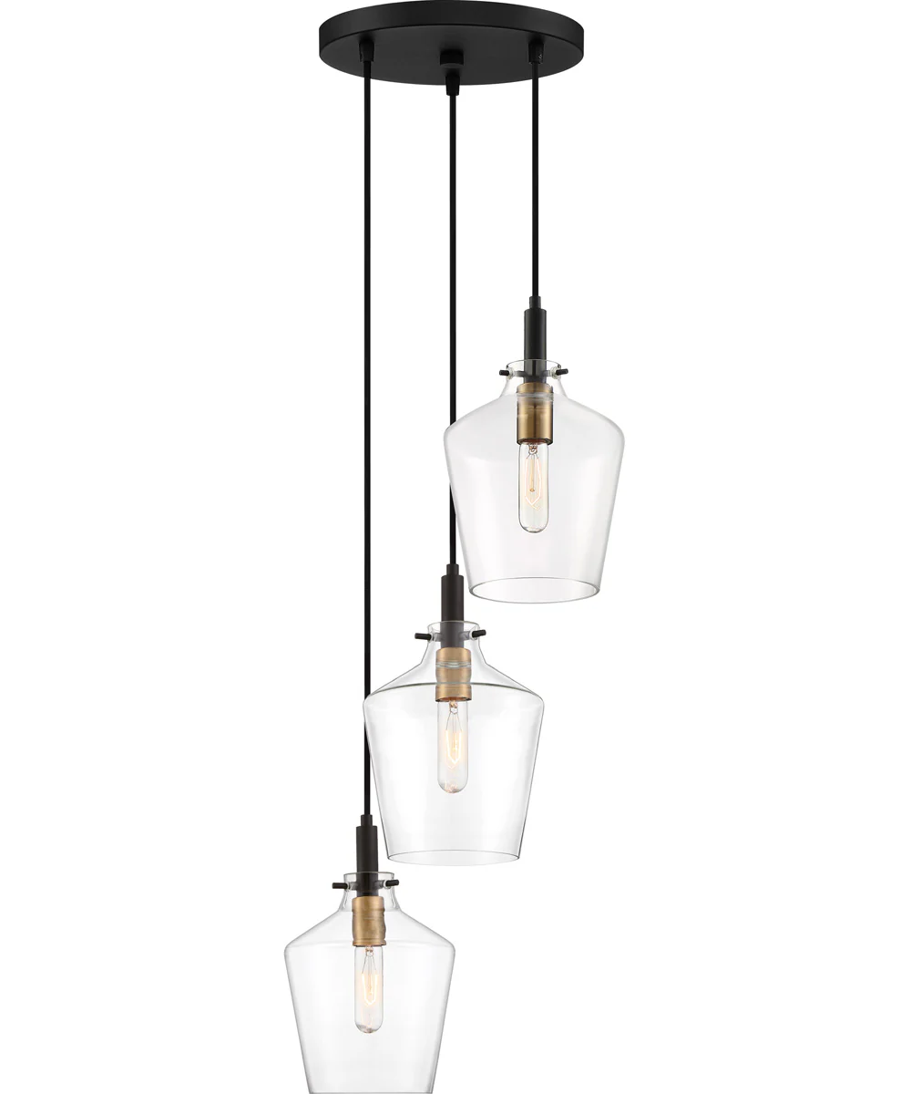 June 3-light Pendant Earth Black