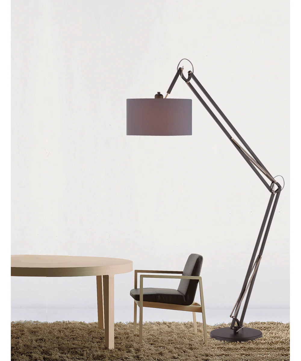 Kailano 1-Light Floor Lamp Black/Gray Fabric Shade - Image 3