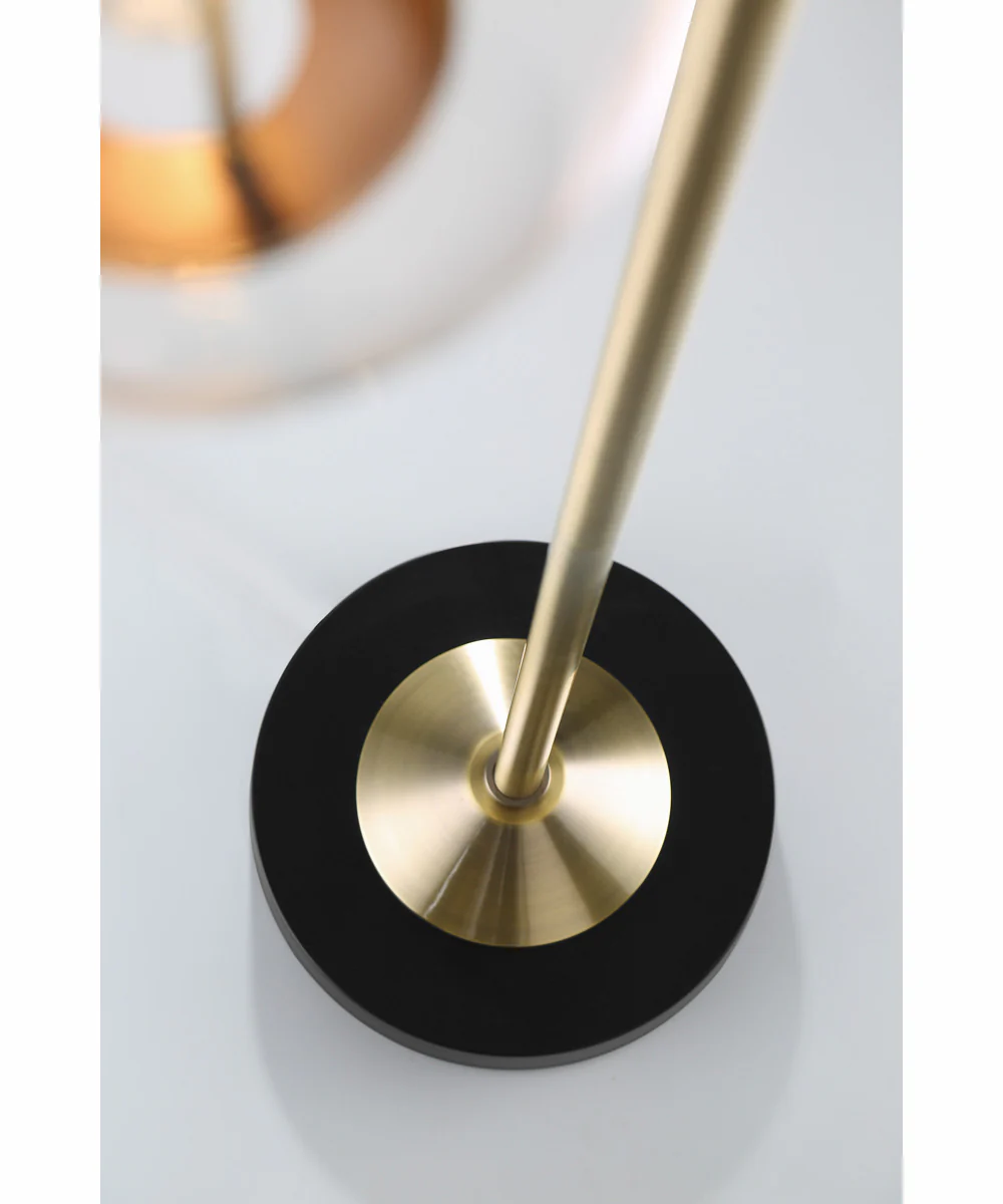 Kaira 2-Light 2-Light Floor Lamp Black/Antique Brass/Clear Glass - Image 2