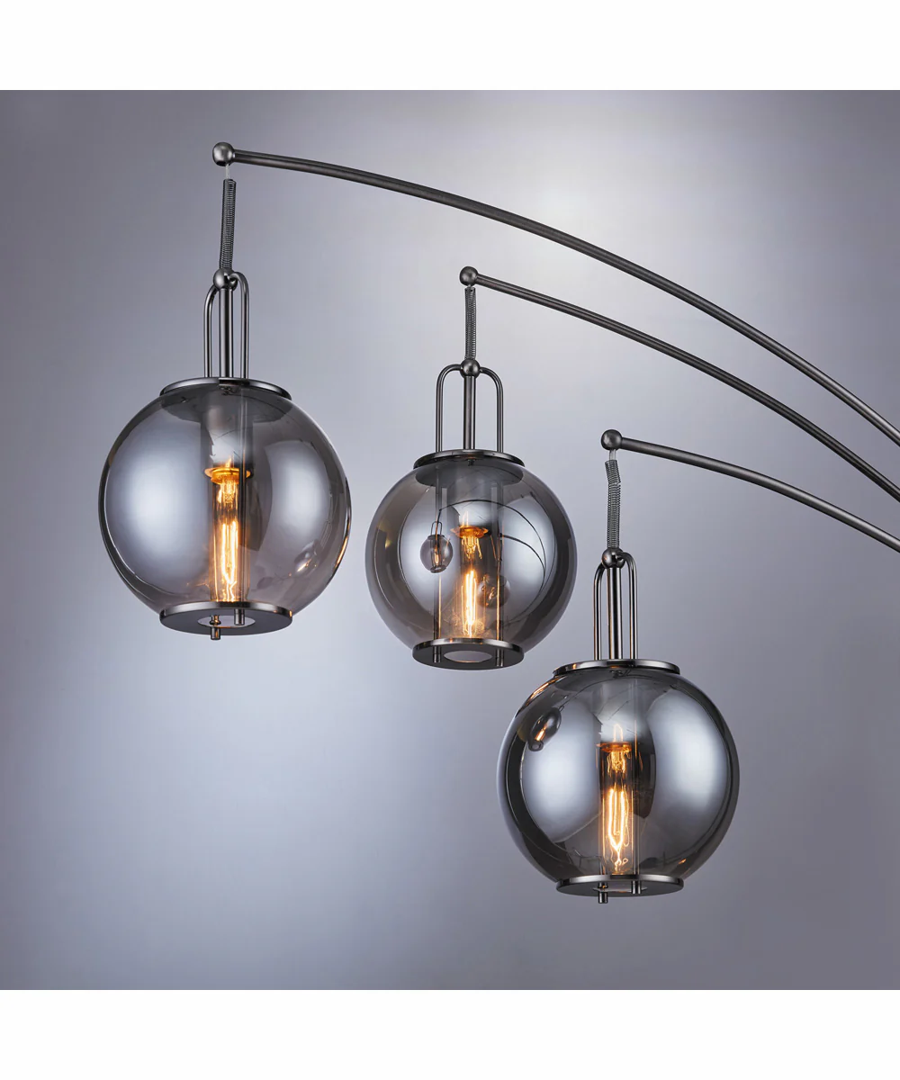 Kaira 3-Light 3-Light Arch Lamp G/Smoke Glass Shade - Image 2