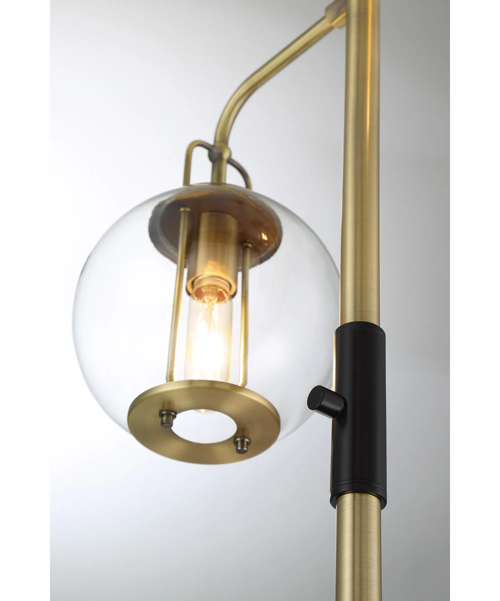 Kaira 3-Light 3-Light Floor Lamp Black/Antique Brass/Clear Glass - Image 2