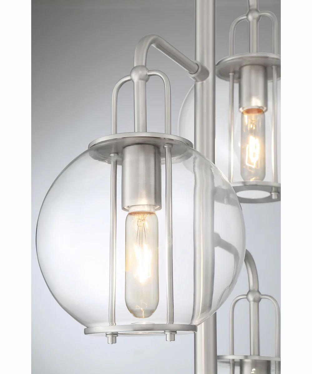 Kaira 3-Light 3-Light Floor Lamp Brushed Nickel/Clear Glass Shade - Image 2