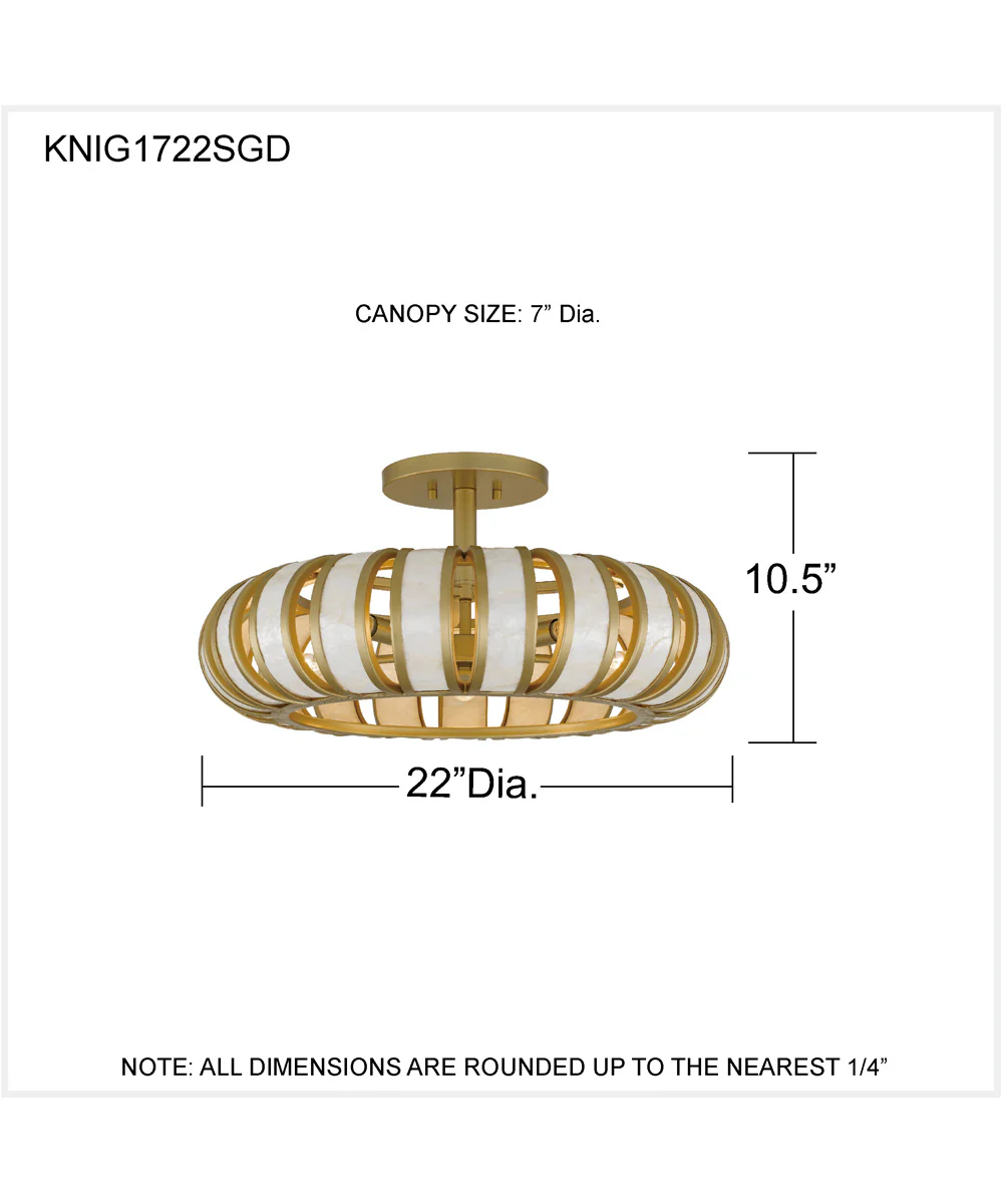 Knight 5-light Semi Flush Mount Soft Gold - Image 4