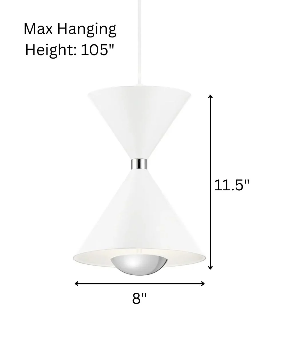 Kordan 8"W 1-Light LED Matte White  Metal Hourglass Mini Pendant Light Fixture by Kichler - Image 3