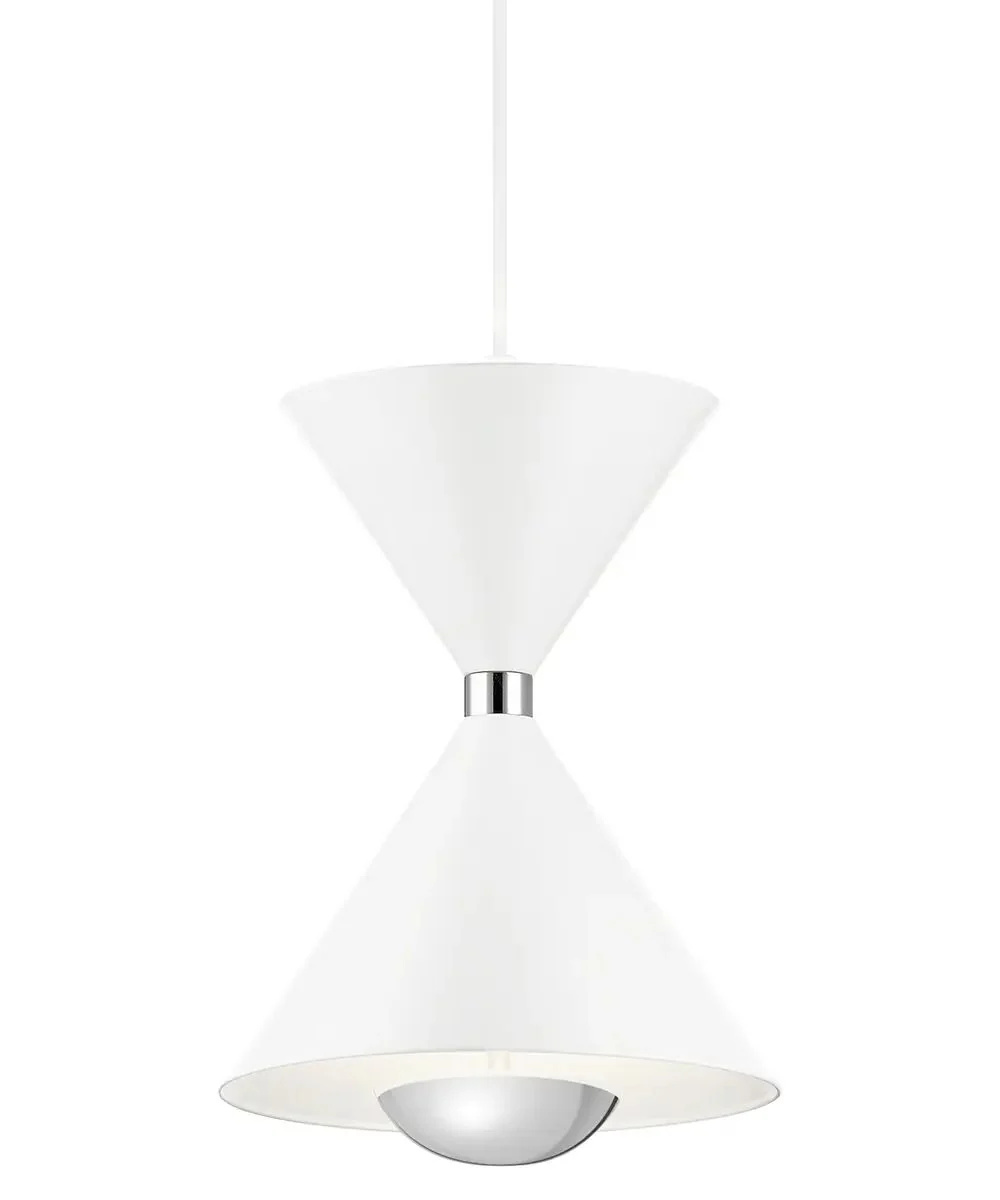Kordan 8"W 1-Light LED Matte White  Metal Hourglass Mini Pendant Light Fixture by Kichler - Image 4
