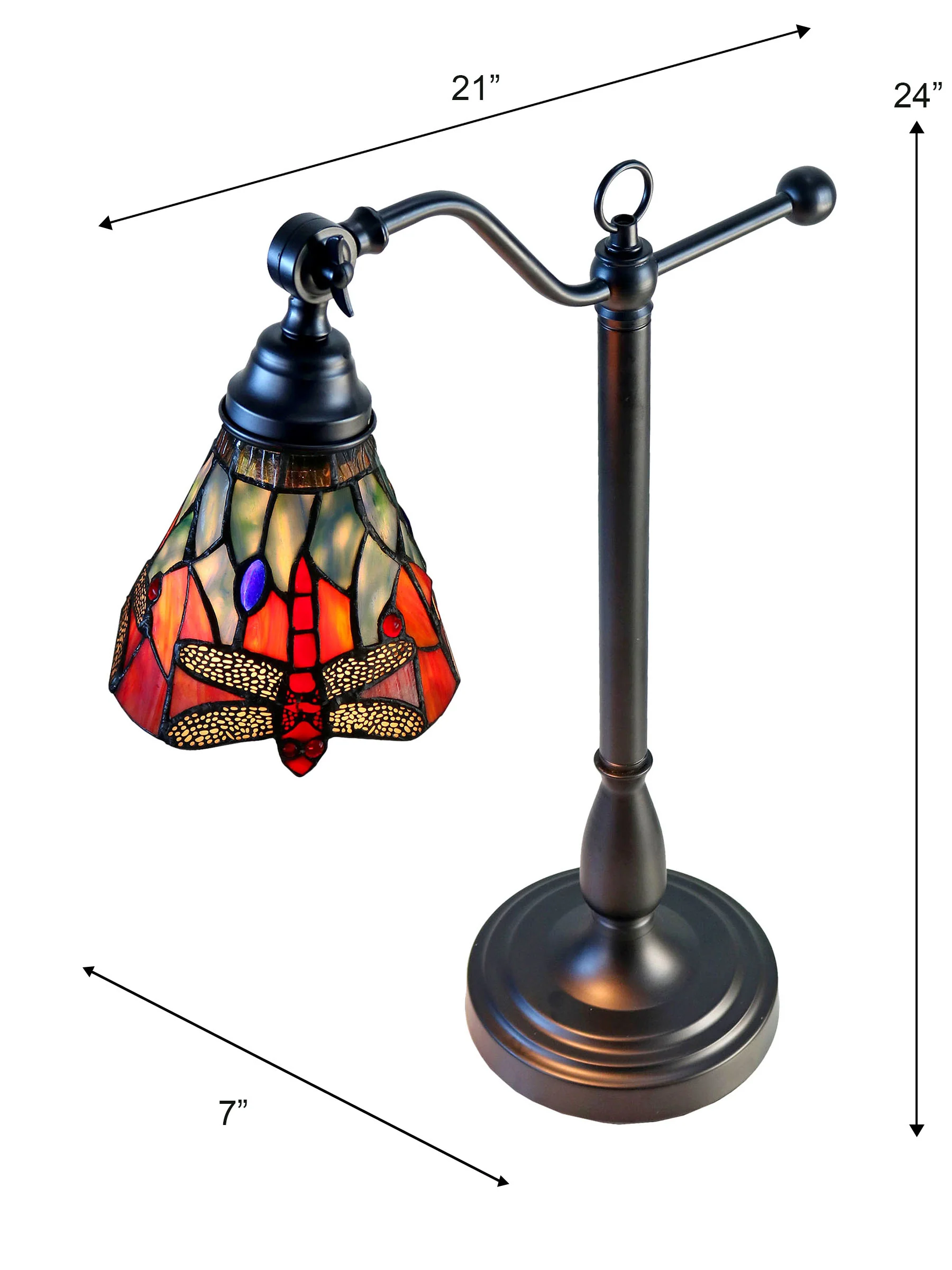 La Anza 24 Inch  Tall Handmade Tiffany Desk Lamp - Image 2