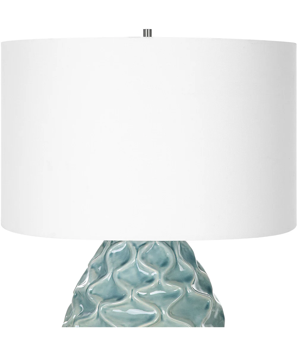 Laced Up Sea Foam Glass Table Lamp - Image 5