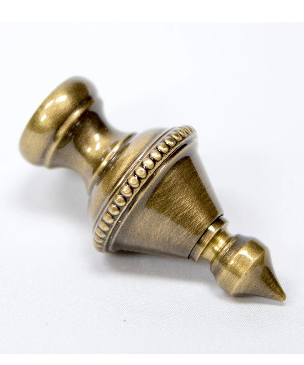 2"H Beaded Knob Finial Antique Brass - Image 4