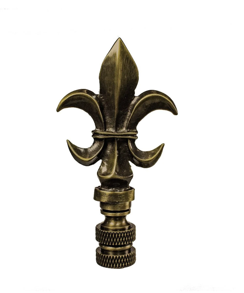 Fleur De Lis Antique Brass Lamp Finial 3"h