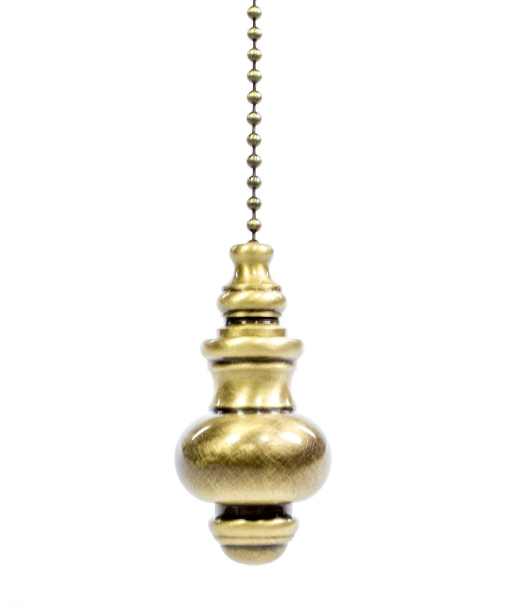 1"W Knob Antique Brass Ceiling Fan Pull