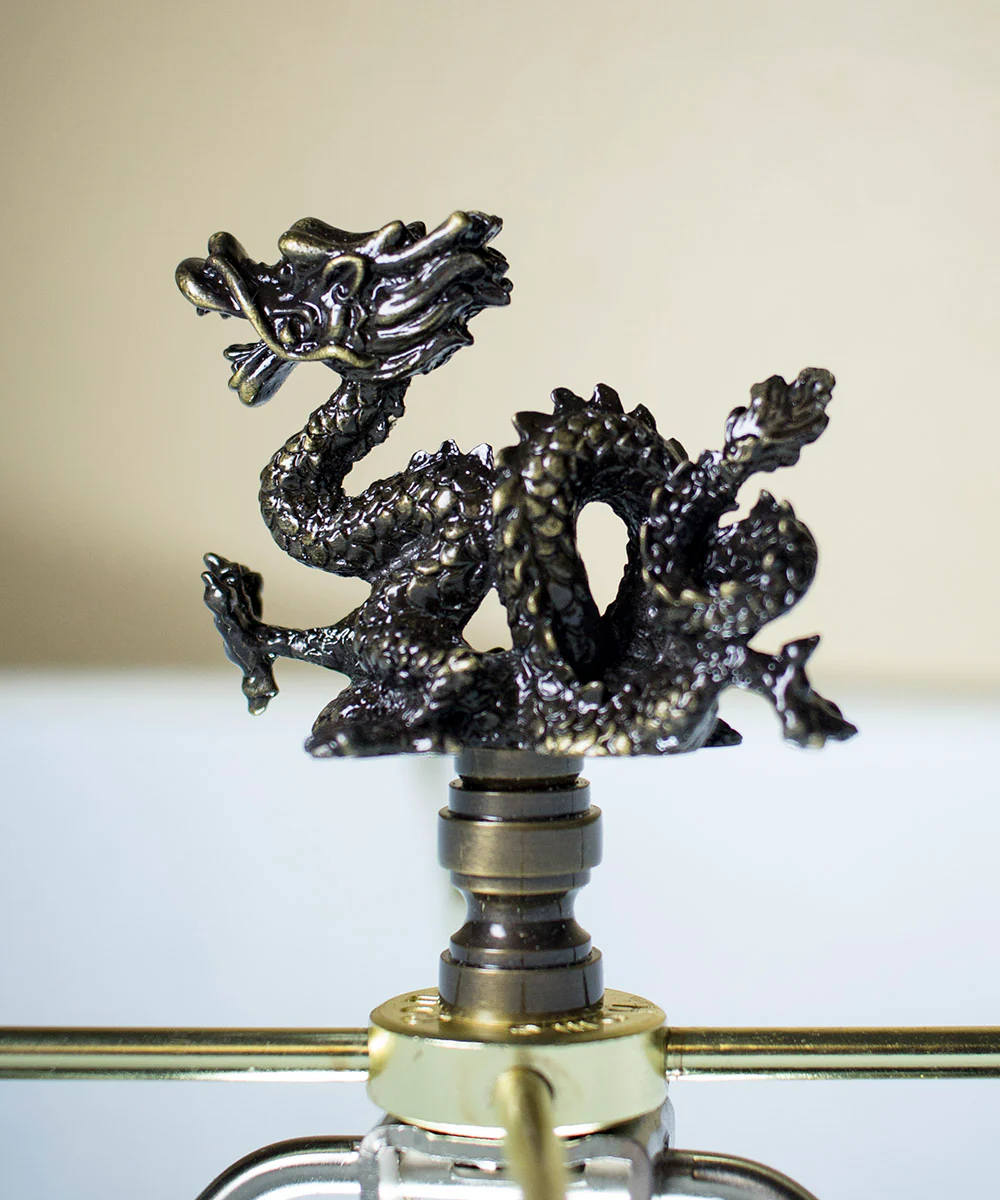 Asian Dragon Finial Antique Metal  2 5/8" high