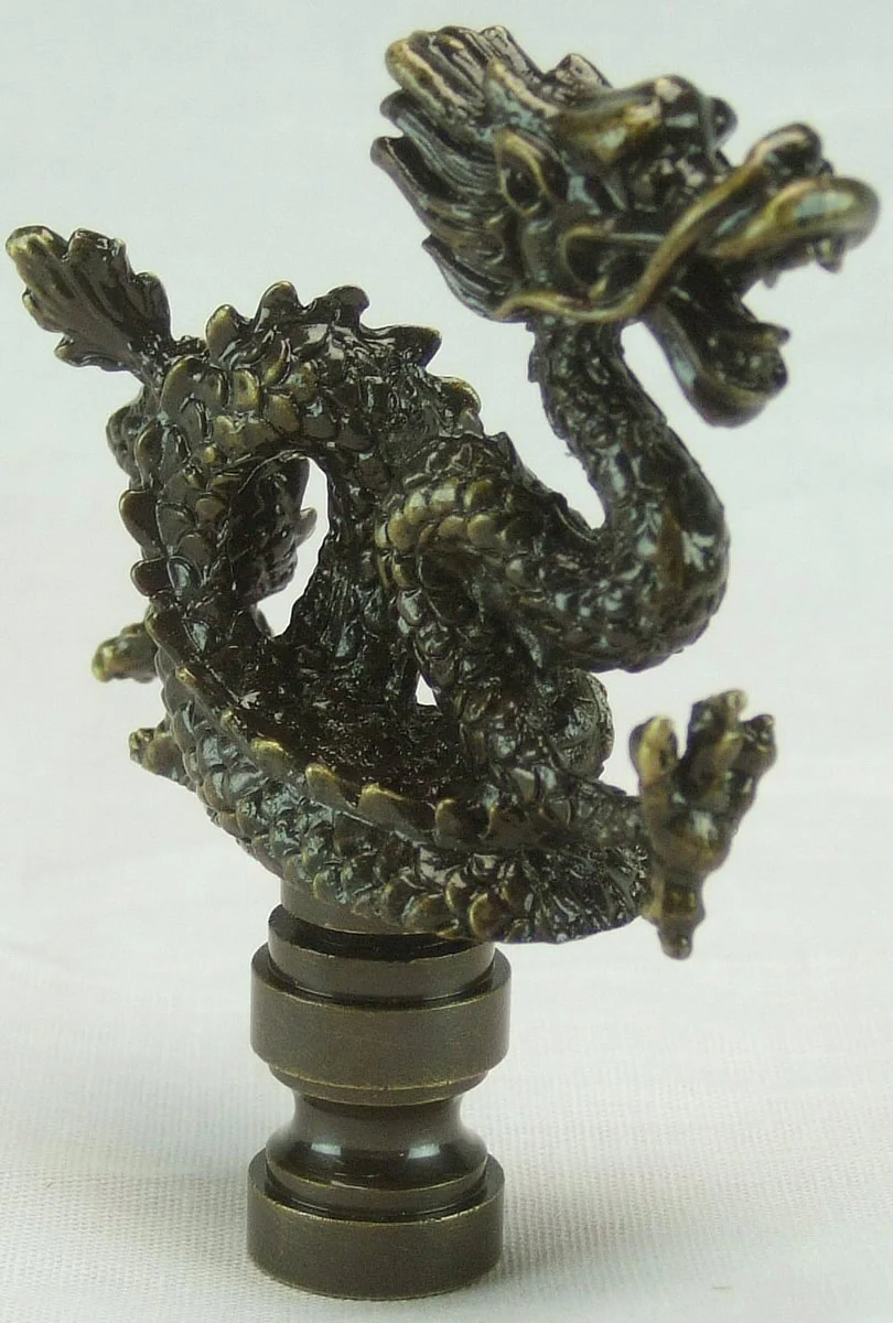 Asian Dragon Finial Antique Metal  2 5/8" high - Image 2