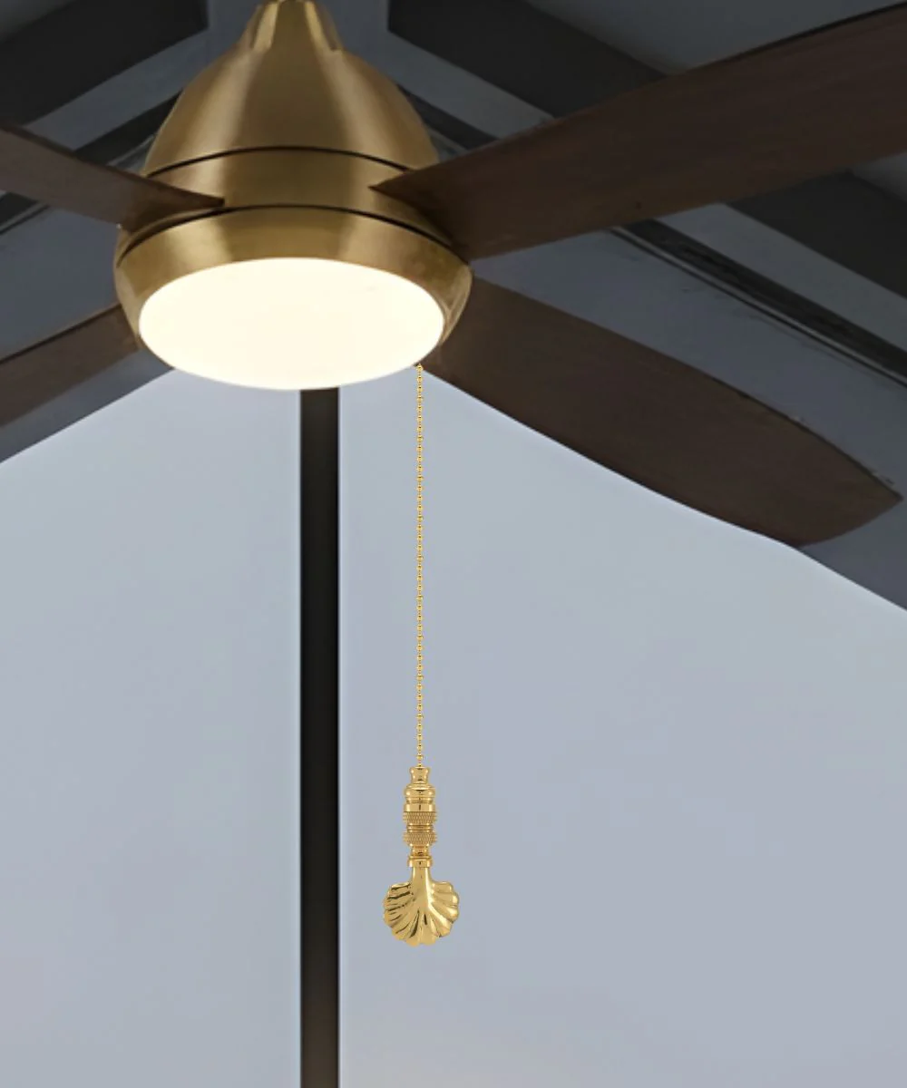 Polished Brass Mini SeaShell Ceiling Fan Pull 2.25"h - Image 2