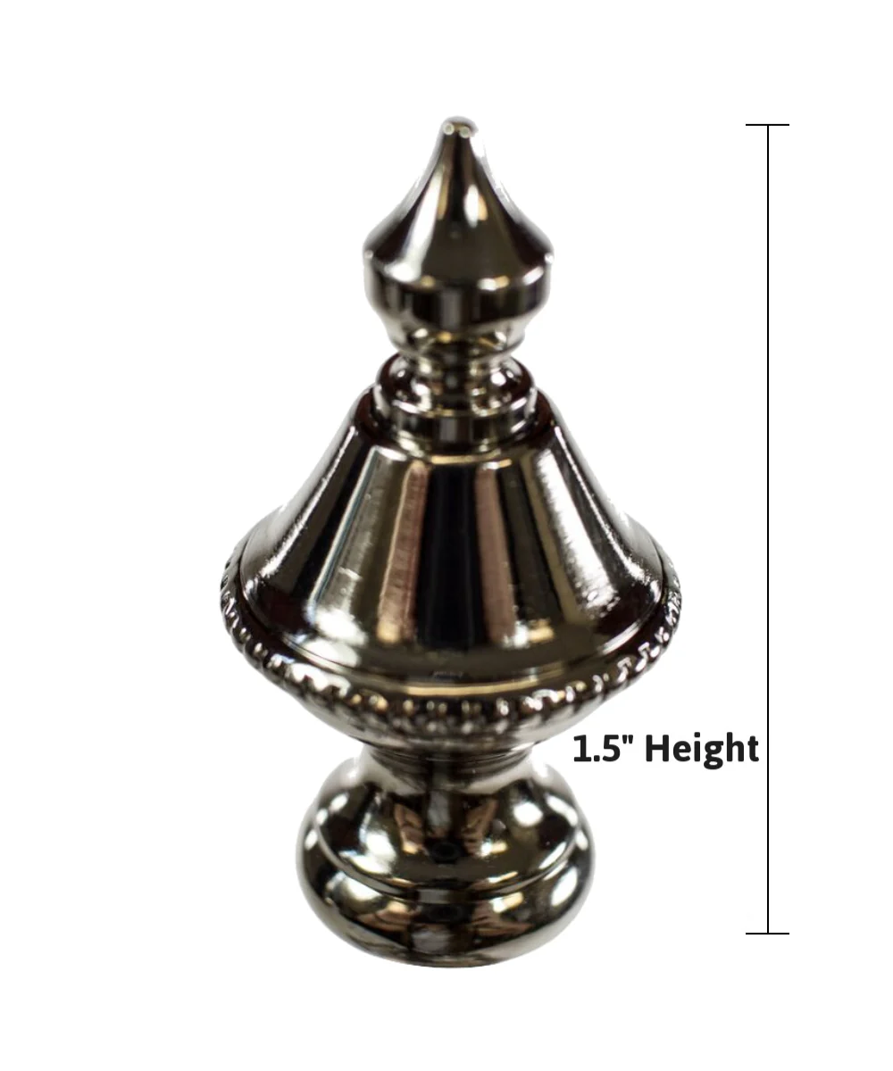Polished Nickel Beaded Knob Finial 1.5"h - Image 2