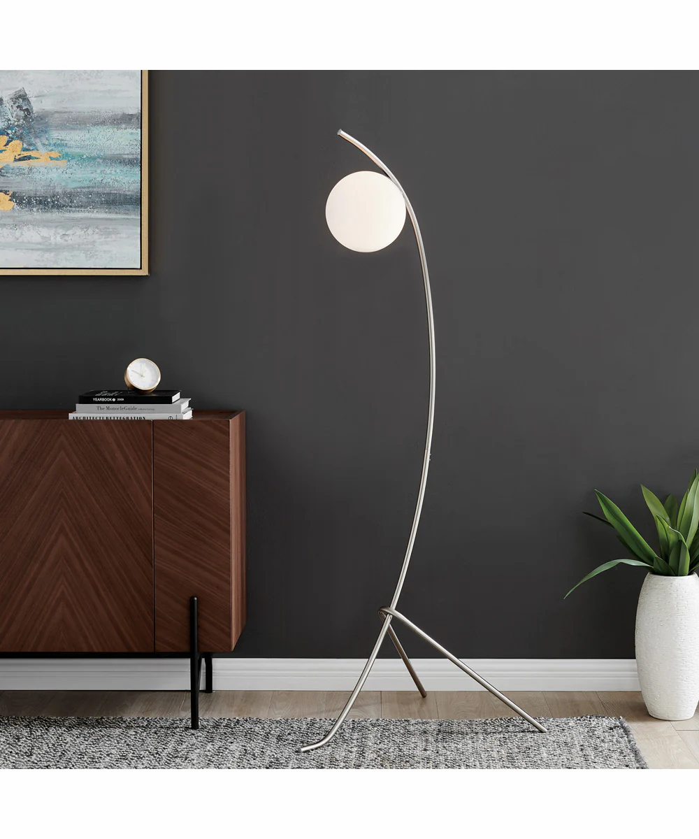 Lancy 1-Light Floor Lamp Brushed Nickel/Frost Glass Shade - Image 3