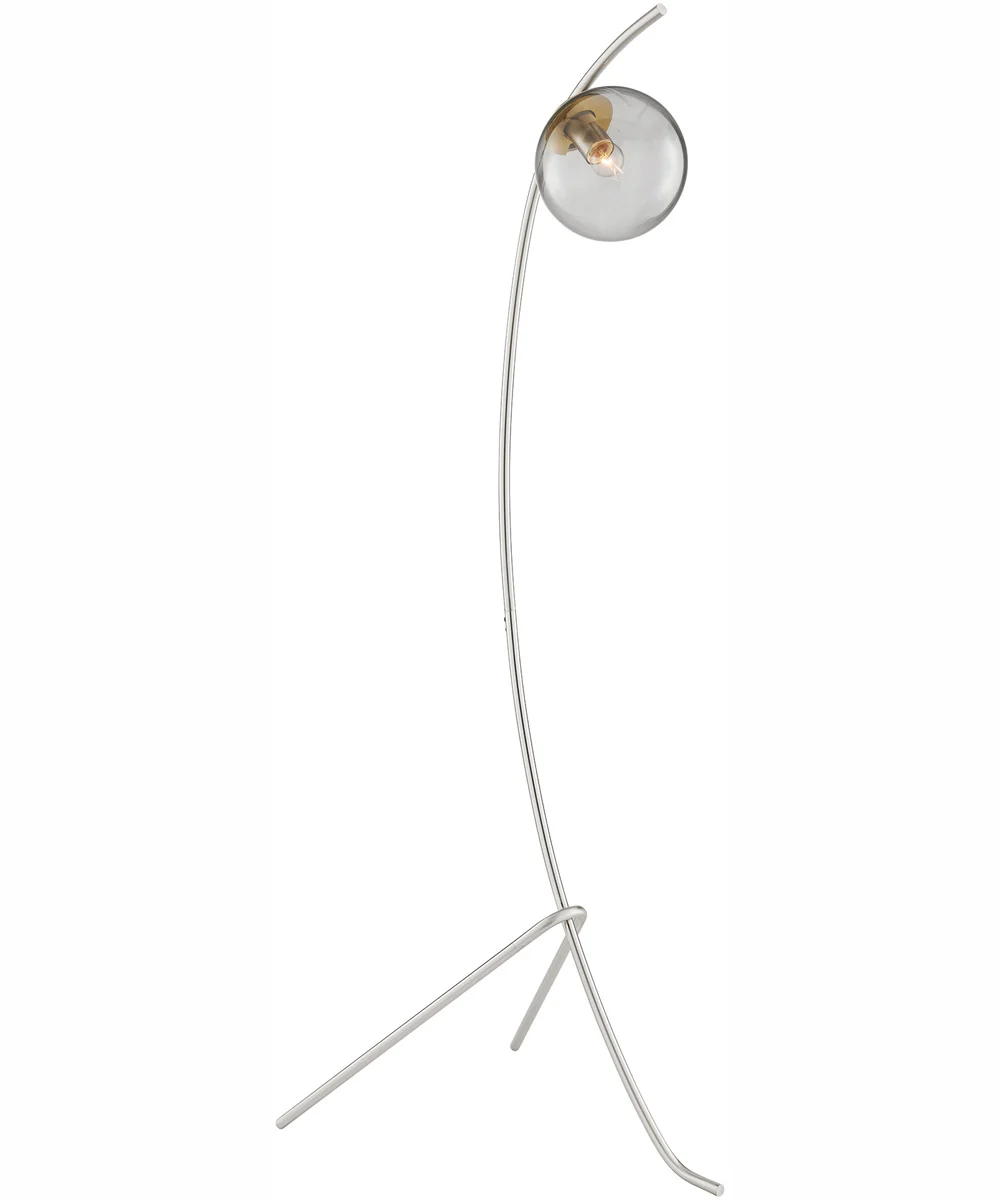 Lancy 1-Light Floor Lamp Brushed Nickel/Smoke Glass Shade