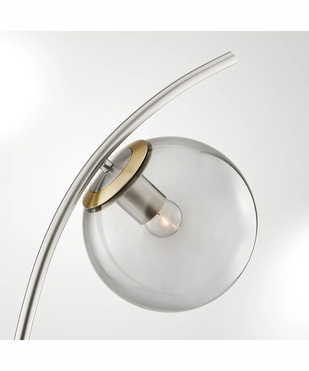 Lancy 1-Light Floor Lamp Brushed Nickel/Smoke Glass Shade - Image 2