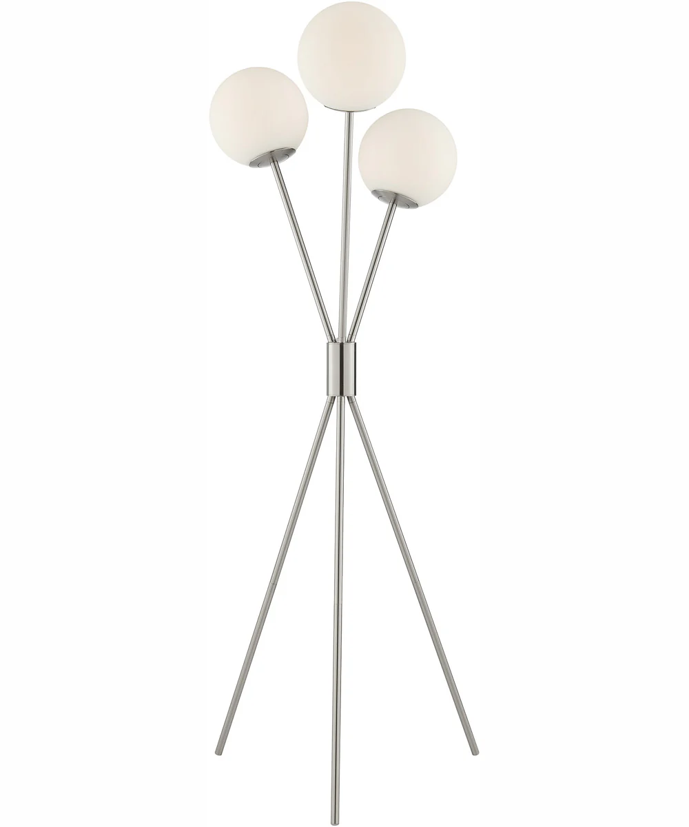 Lancy 3-Light 3-Light Floor Lamp Brushed Nickel/Frost Glass