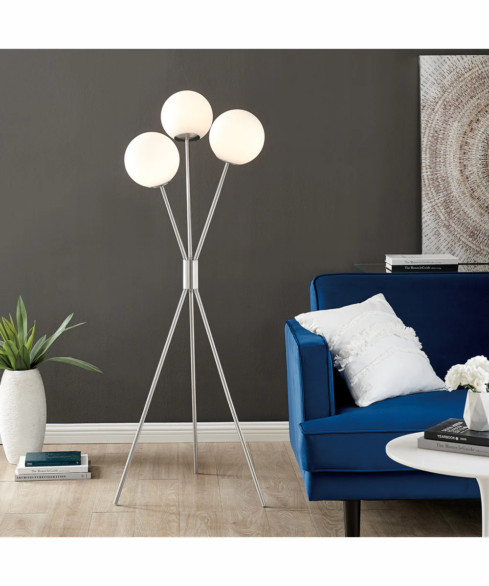 Lancy 3-Light 3-Light Floor Lamp Brushed Nickel/Frost Glass - Image 3