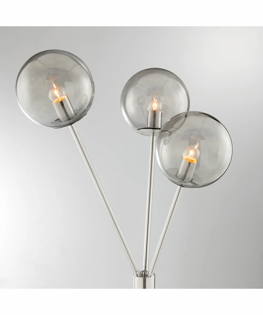 Lancy 3-Light 3-Light Floor Lamp Brushed Nickel/Smoke Glass - Image 2