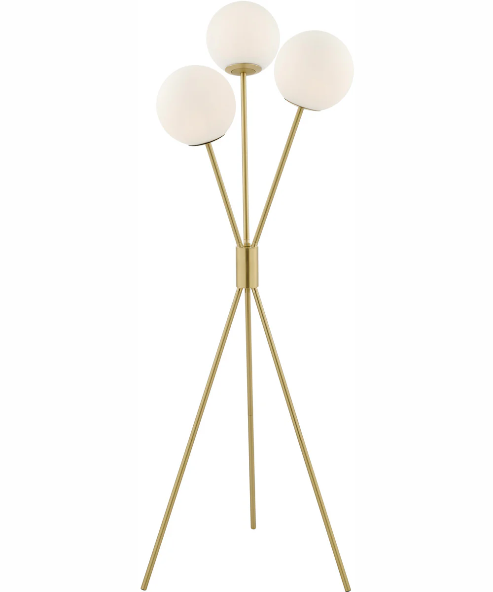 Lancy 3-Light 3-Light Floor Lamp Gold/Frost Glass Shade