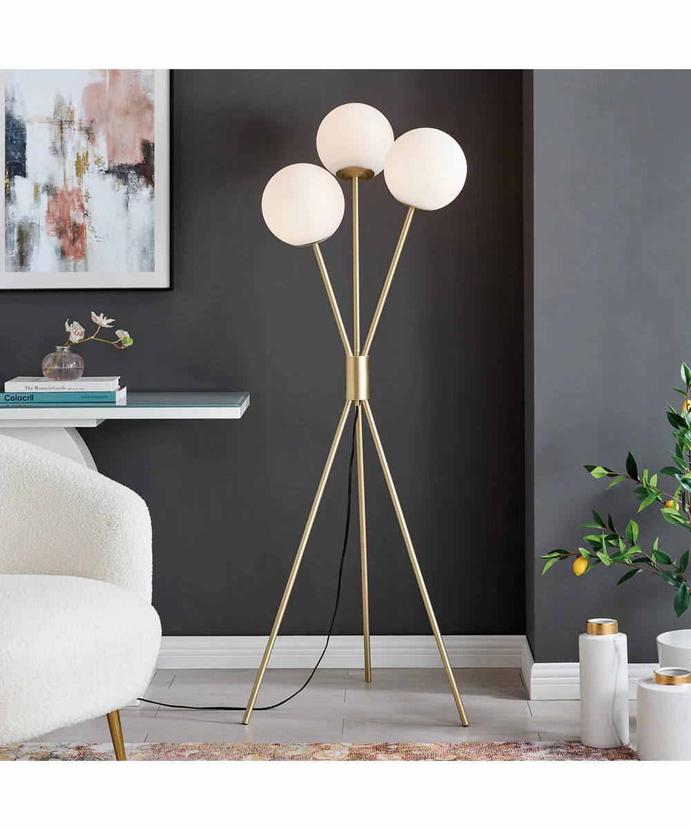 Lancy 3-Light 3-Light Floor Lamp Gold/Frost Glass Shade - Image 3