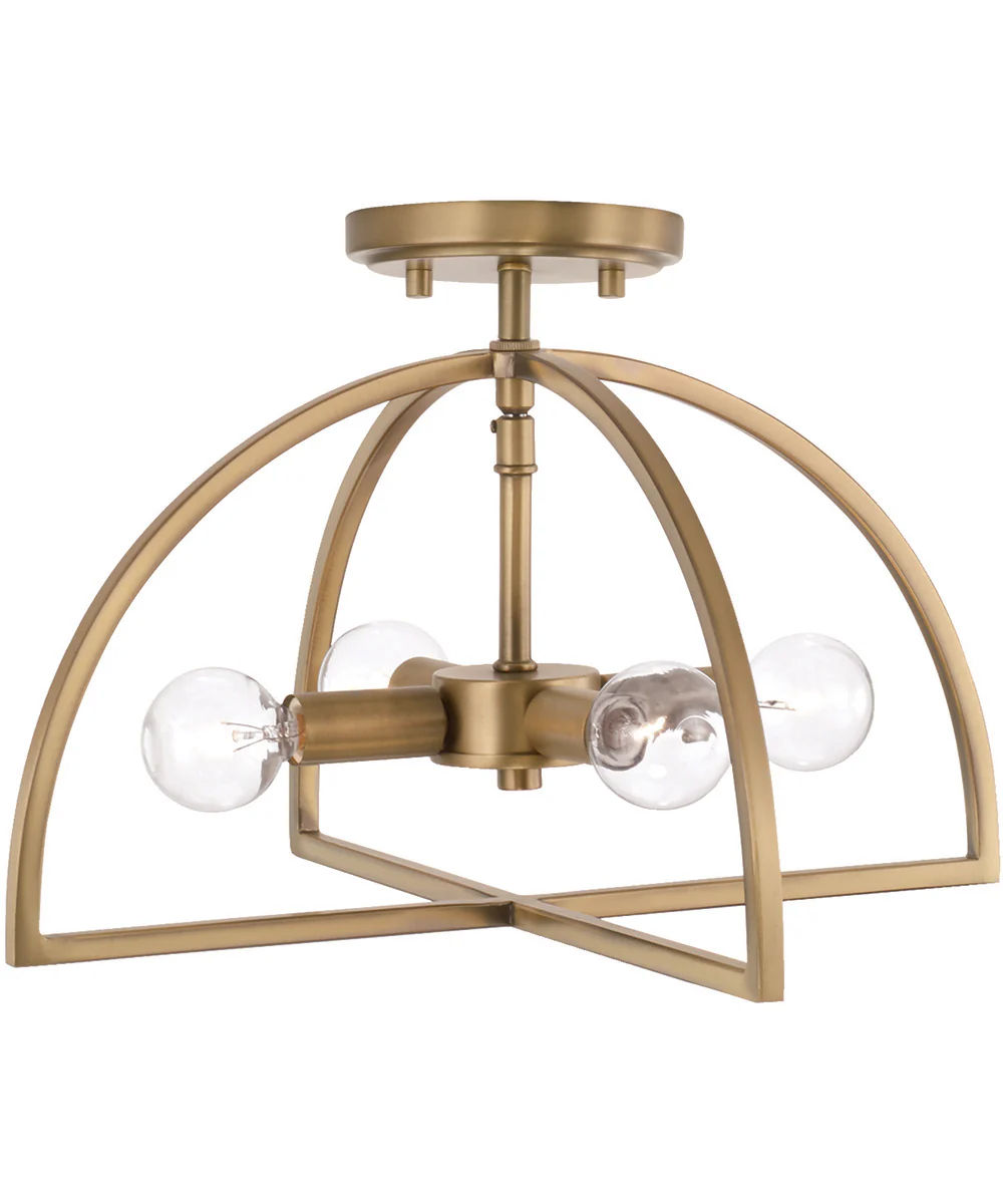 Lawson 4-Light Semi-Flush Aged Brass